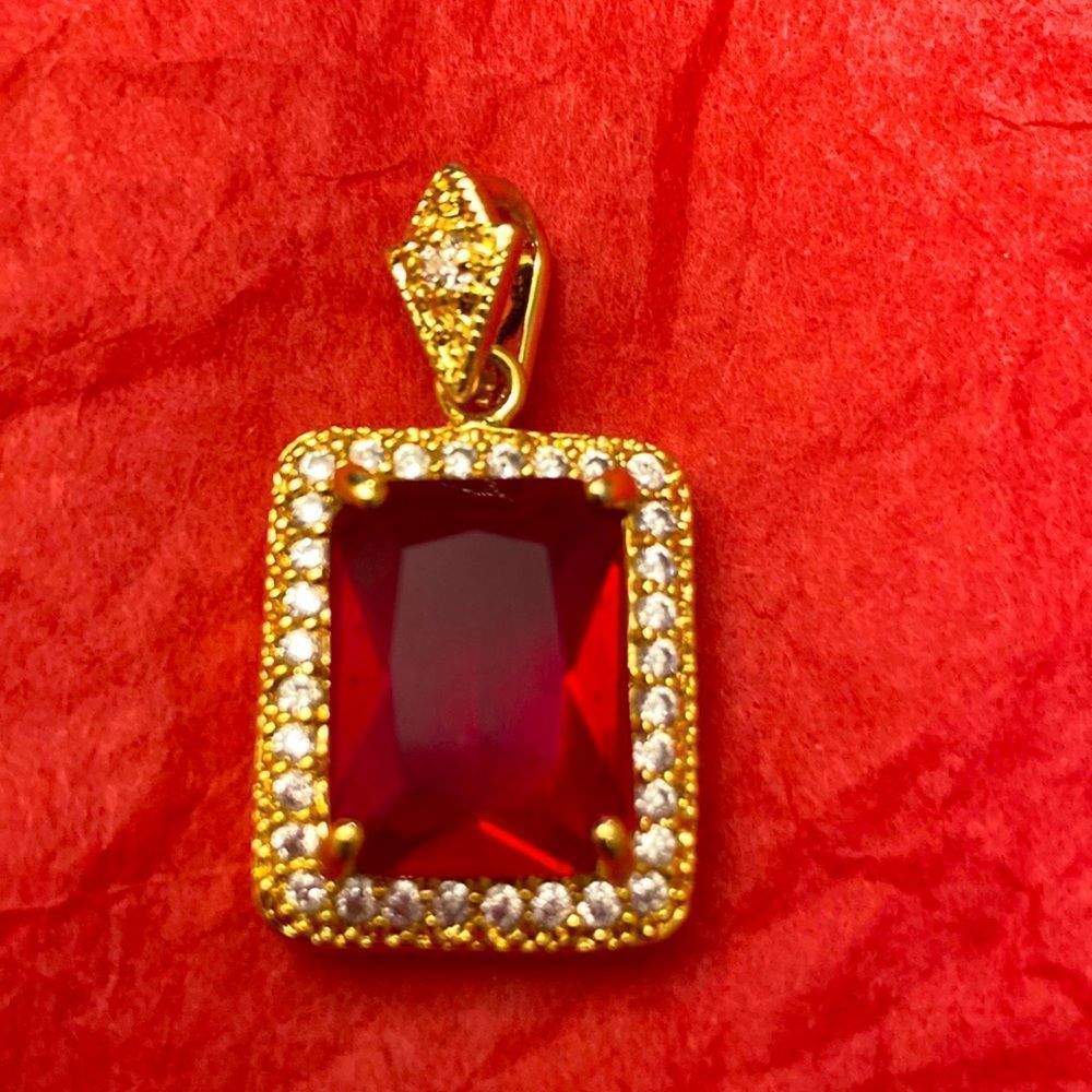 5/$25 Costume Jewelry: Ruby, diamond and gold pendant.